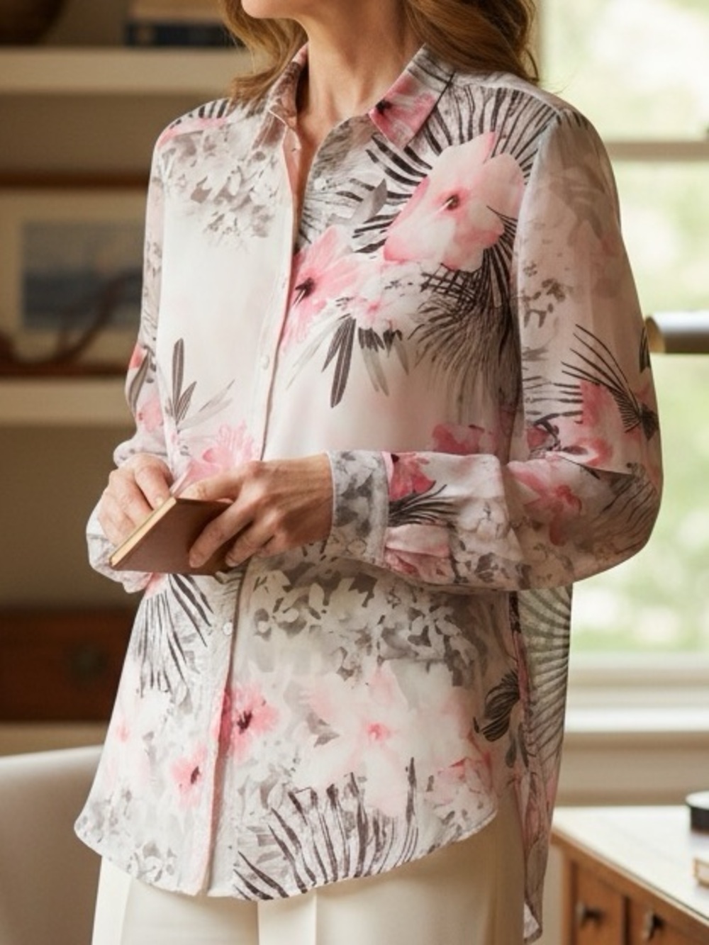 👛(ANY 2/$30)NORTHERN REFLECTIONS Pink| Floral Button-Down Shirt. See Video